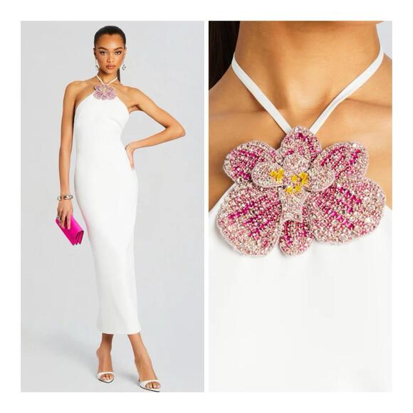 Retrofete Dresses & Skirts - NWT $998 Retrofete Lexie Crystal Floral Wedding Bridal White Beaded Midi Small